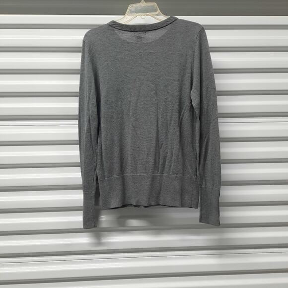 Halogen Sweater Women Size 1 Gray Crew Neck Long Sleeve Pullover Stretch Top - Picture 4 of 8
